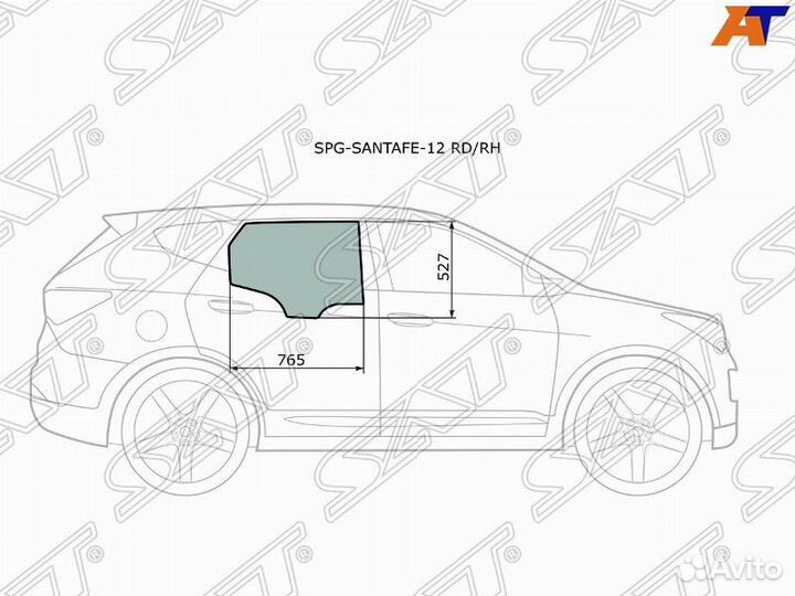 Стекло двери задней правой Hyundai Santa Fe 3
