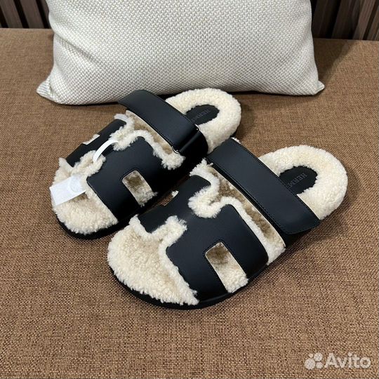 Тапки hermes меховые
