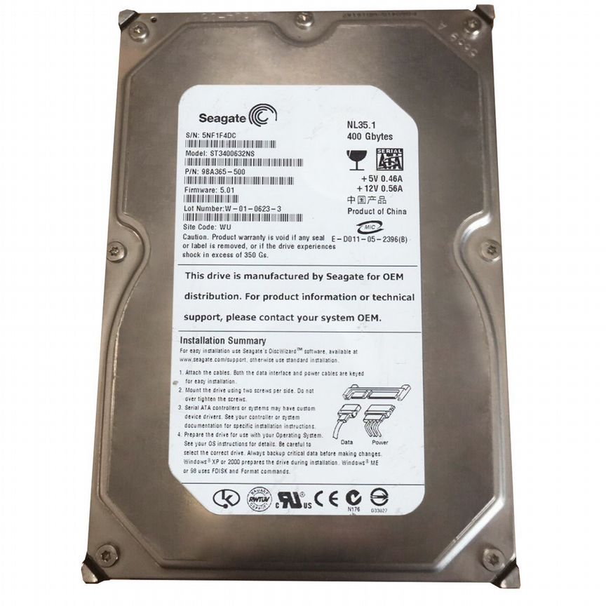 [ST3400632NS] Жесткий Диск Seagate 400gb Sata3,5 St3400632ns
