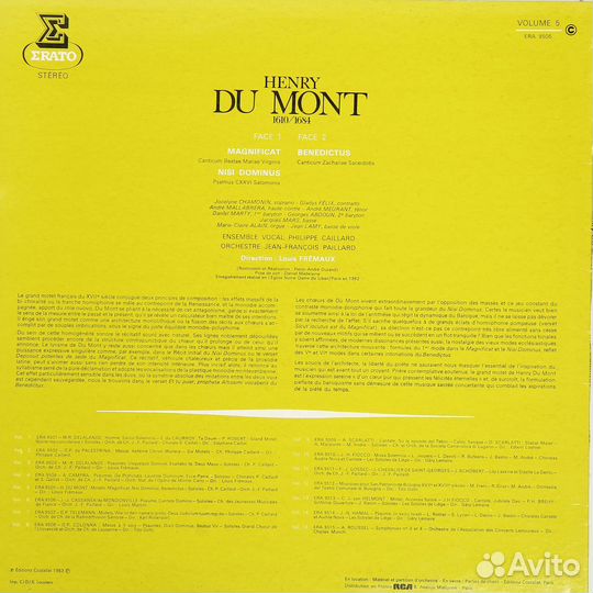 Винтаж - henry DU mont: magnificat, nisi dominus