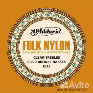 Струны для акуст. гитары DAddario EJ33 Folk Nylon
