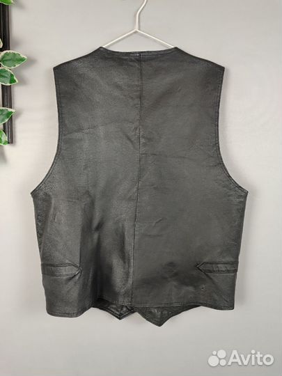 Мужская кожаная жилетка Германия Винтаж р 54