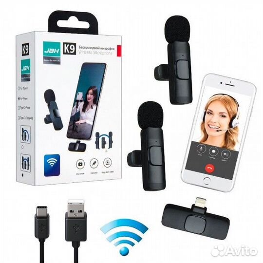 Микрофон прищепка петличный беспроводной комплект