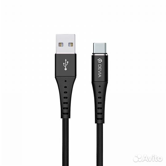 Кабель Devia Braid Series Cable Type-C 1m - Black
