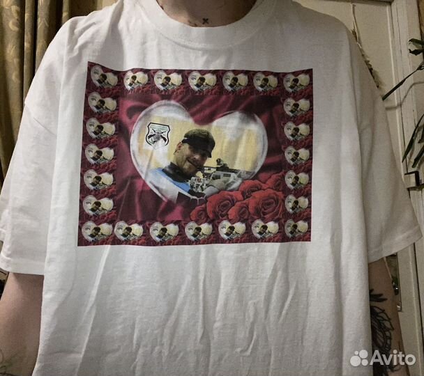 Белая оверсайз футболка с принтом винтаж y2k