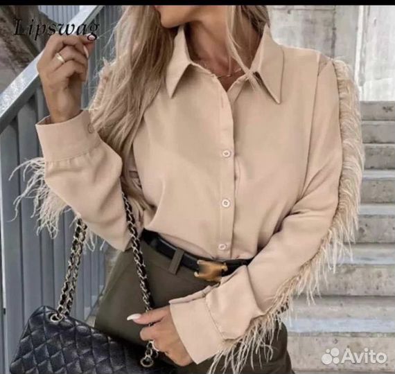 Блузка женская с перьями