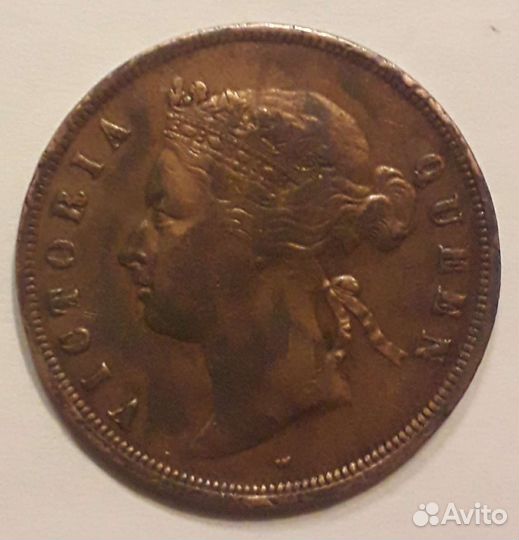 Стрейтс Сетлментс 1 цент 1875 W