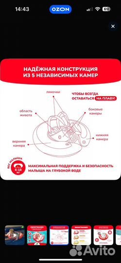 Круг для плавания swimtrainer красный