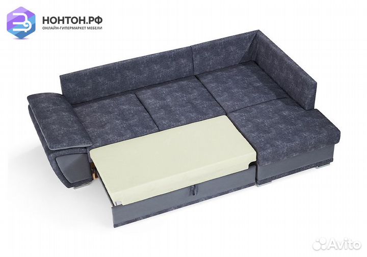 Диван угловой дельфин Риттэр графит / серый