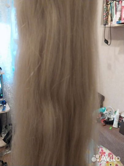 Хвост на резинке 75 см блонд светло-бежевый