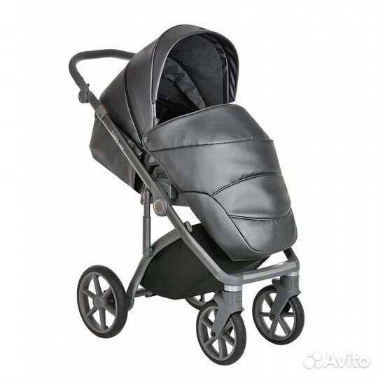 Коляска 2в1 Roan Bass Next эко-кожа тёмно-серая