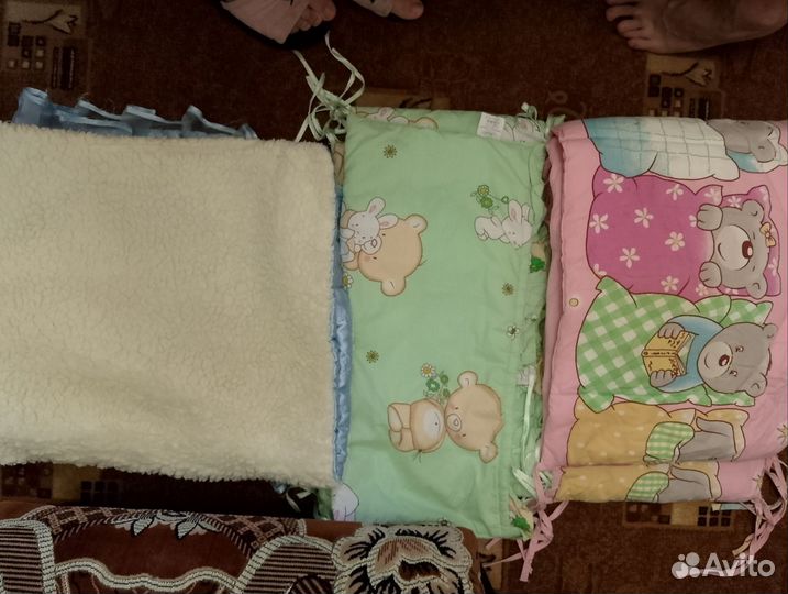 Бортики в детскую кроватку бу и теплый конверт