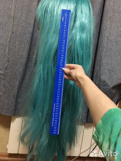 Парик косплей с шиньоном бирюза