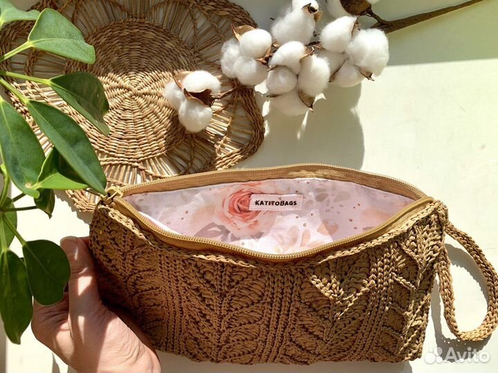 Сумка клатч из Рафии ручной работы (на заказ)