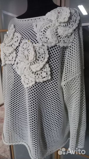 Объёмные цветы на сетке.Хлопок итальянский