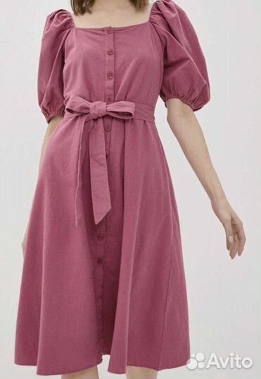 Платье розовое. Рукава фонарики. Sela