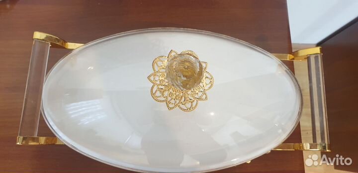 Золотое Блюдо большое овальное с крышкой
