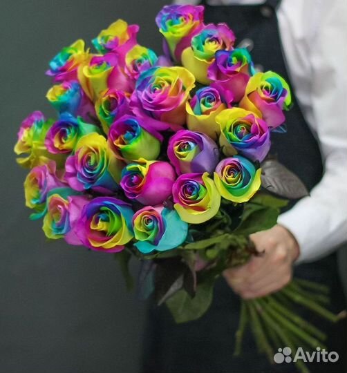 Доставка букетов и цветов. Радужные розы