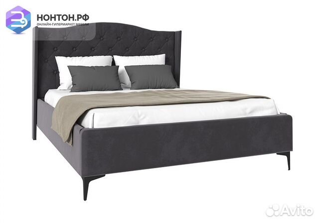 Кровать Флоренция велюр серый