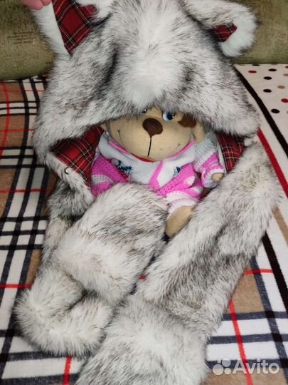 Прикольная шапка. Волчонок хаски. Тёплая, мягкая