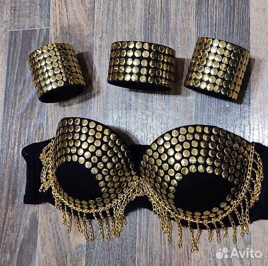 Топ корсет с шипами, с цепями