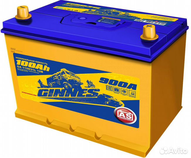 Аккумулятор ginnes Asia 6CT-100.0 115D31L 100Ач