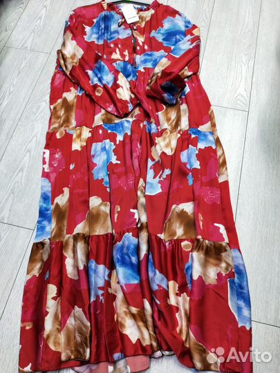 Платье ярусное с цветочным принтом италия 42-52