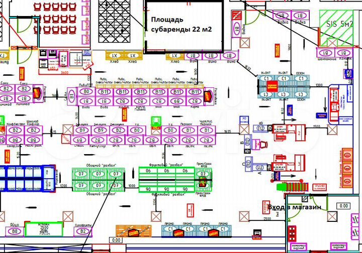 Торговая площадь, 22 м² в магазине 