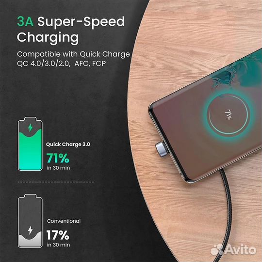 Кабель USB-A - Type-C угловой, 1,00 м., черный (US