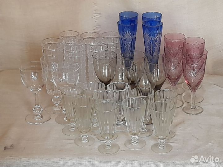 Винтаж лафитники бокалы фужеры СССР богемия