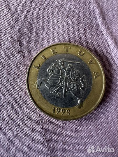 Монета 2 лита 1998