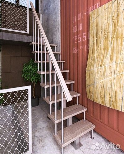 Деревянная модульная лестница на мeтaллoкaркасе