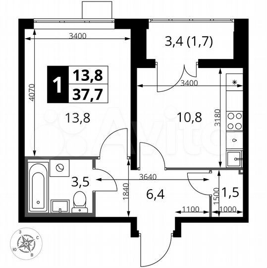 1-к. квартира, 37,7 м², 5/24 эт.