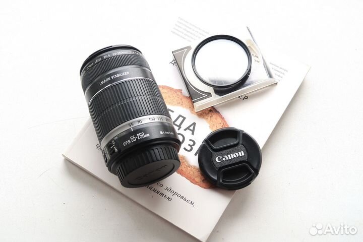 Объектив Canon EF-S 55-250 IS + фильтр (хор сост)