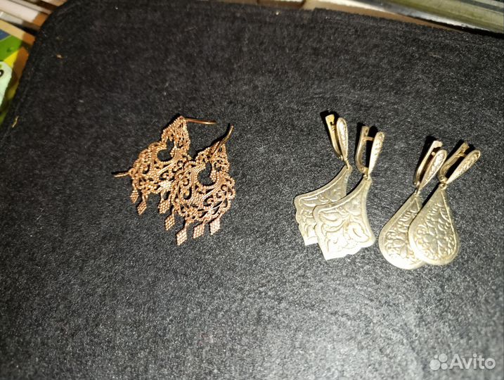 Сережки бижутерия медная и мельхиор
