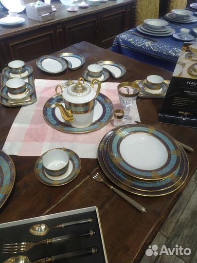 Столовый сервиз фарфор новый 24 карат