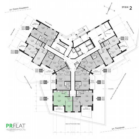 2-к. квартира, 64,6 м², 2/19 эт.