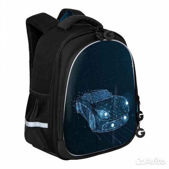 Рюкзак школьный grizzly черный каркасный ортопед