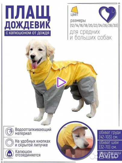 Дождевик для собак