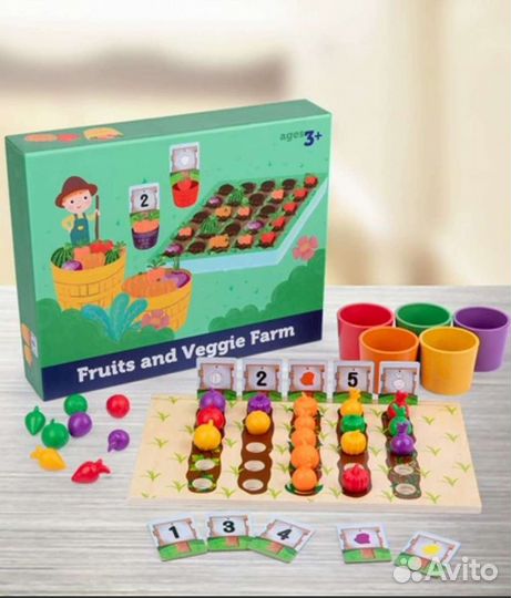 Игра сортер для изучения счета Фрукты-овощи новая