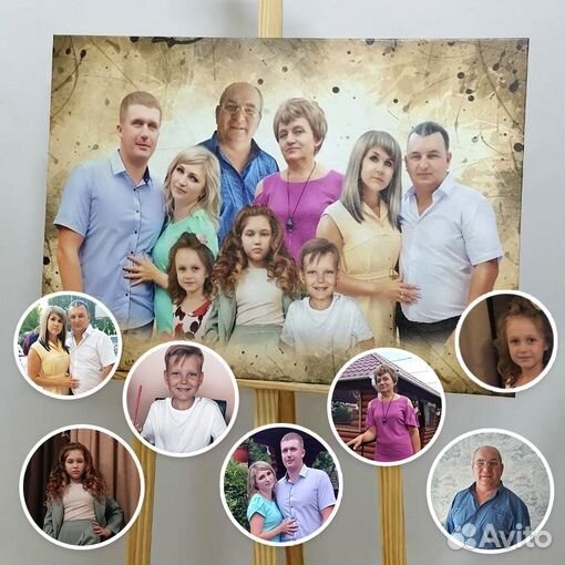 Портрет по фото на заказ, печать на холсте