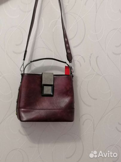 Сумка кожаная женская новая цвет бордо