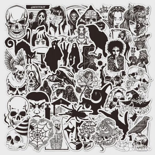 Наклейки стикеры готика 50шт. Виниловые