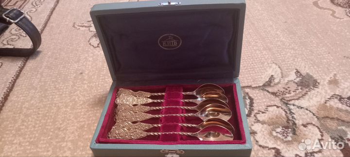 Советский набор чайных ложек. Золочение