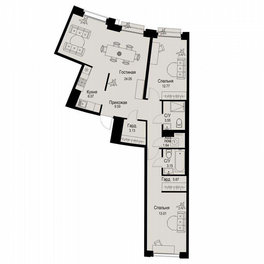 3-к. квартира, 82,6 м², 5/6 эт.