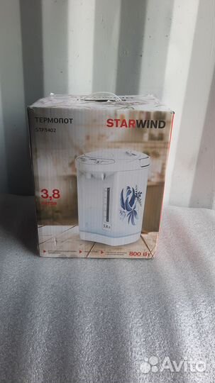Термопот Starwind STP3402 3.8л. 800Вт белый/голубо