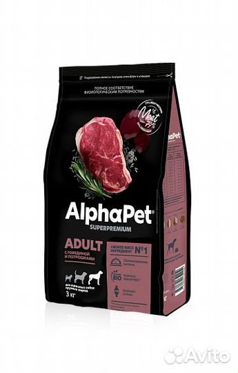 Сухой корм для собак крупных пород Альфа Пет 3 кг