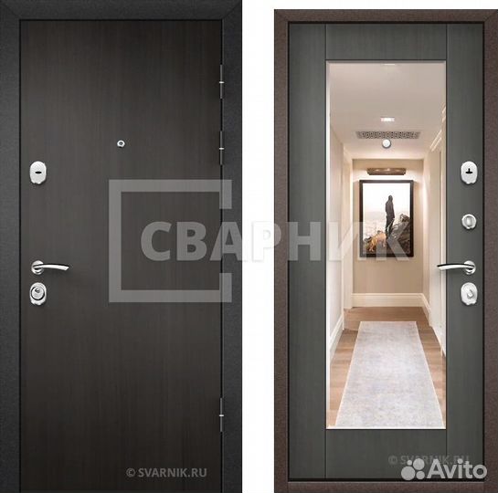 Входная дверь с зеркалом. Установка под ключ