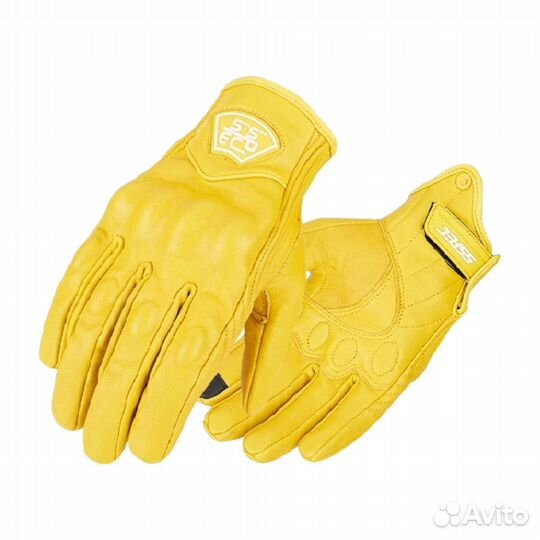 Мотоперчатки кожаные sspec SCG-7114 желтые