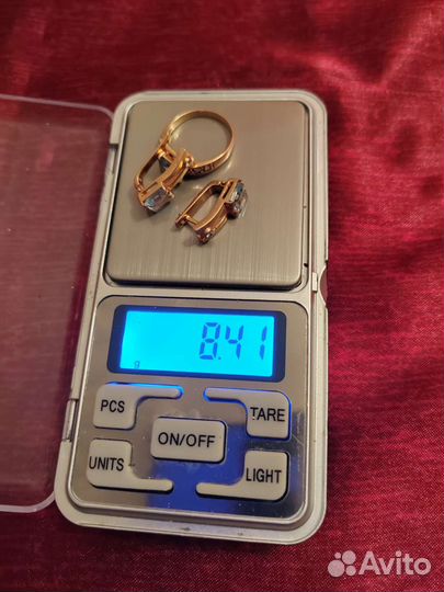 Золотой комплект серьги и кольцо